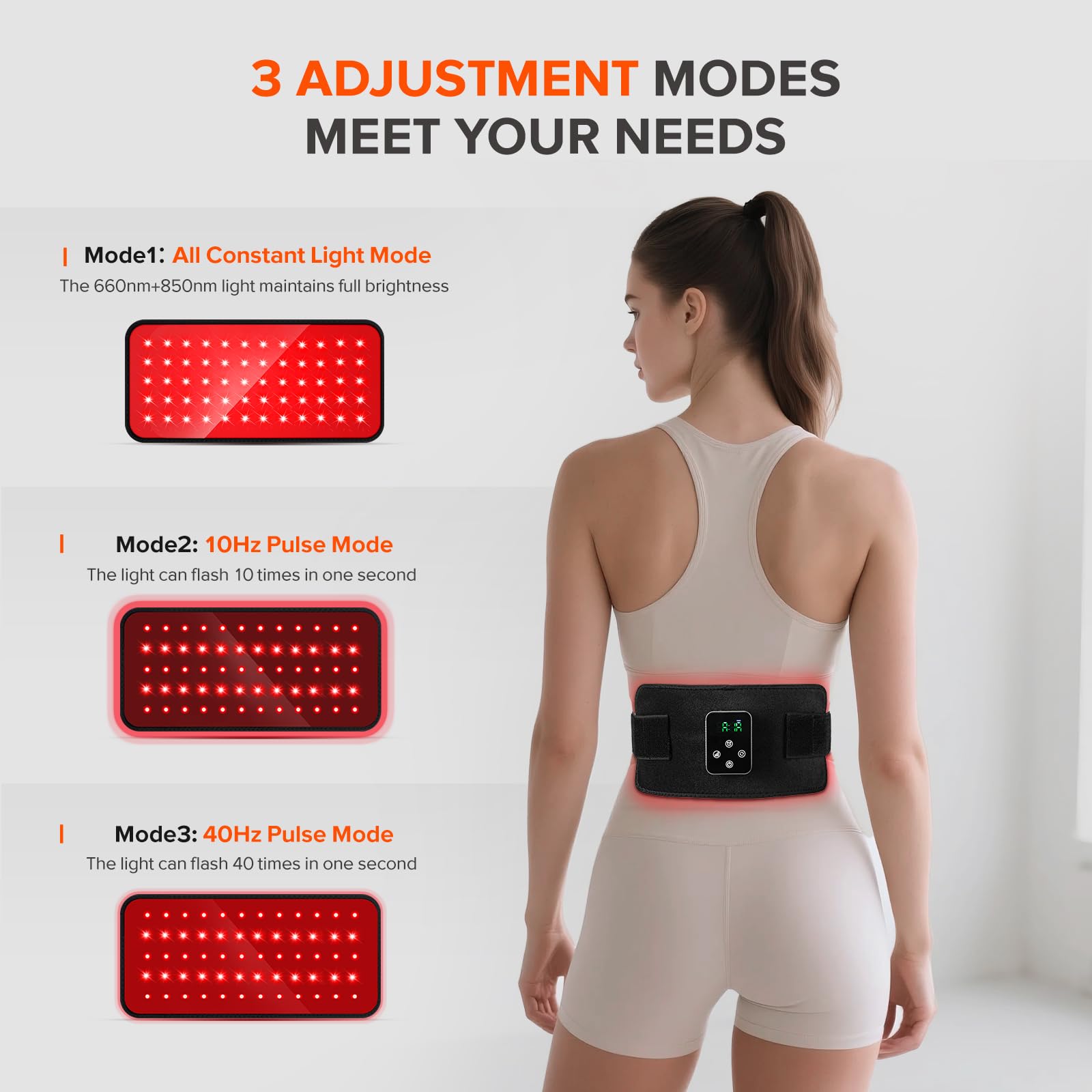GMOWNW belt on knee showing targeted coverage and flexibility