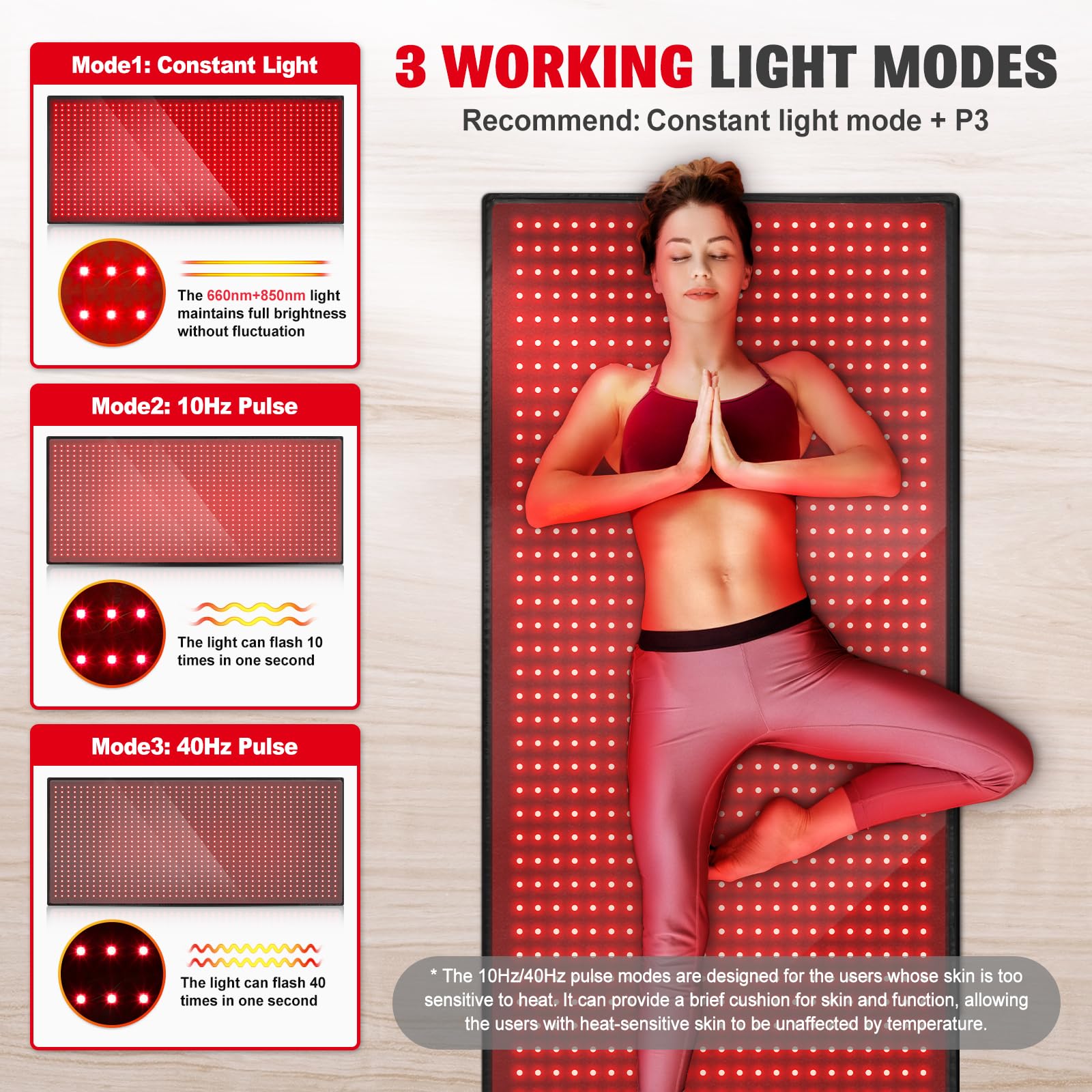 GMOWNW 850nm near-infrared beam targets deeper tissues for comfort.