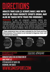 GMU SPORT Creatine 2.0 packaging box, GMP-certified and NSF-tested quality.
