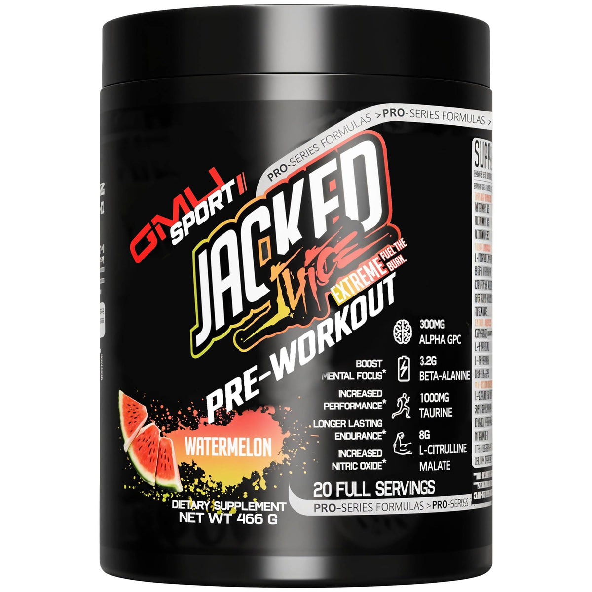 GMU SPORT Jacked Juice Watermelon can ready to energize workouts