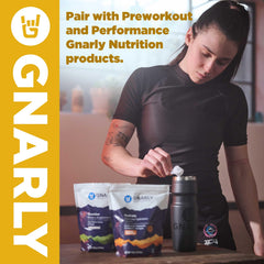 Gnarly chocolate protein in a green smoothie for an easy protein boost.
