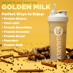 Gnarly Nutrition Golden Milk label highlights dairy-free, gluten-free, non-GMO attributes