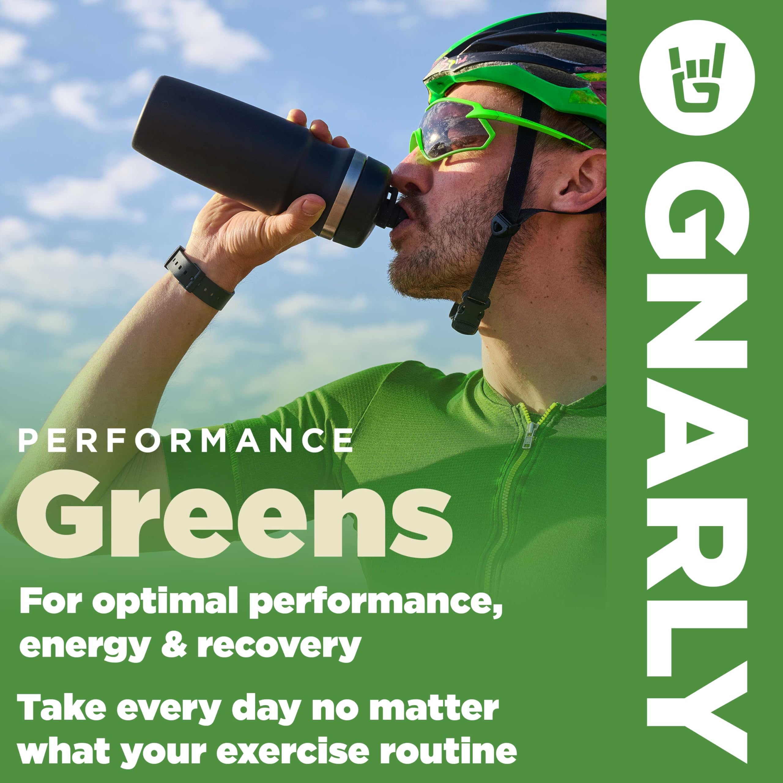 Gnarly Nutrition Greens probiotics label highlighting gut-friendly micronutrients
