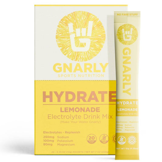 Gnarly Nutrition Hydrate Lemonade bottle ready for workout hydration.