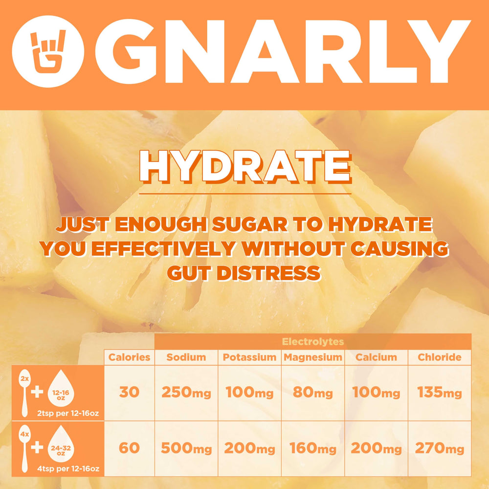Gnarly Nutrition Hydrate label-panel highlights electrolytes and transparent ingredients
