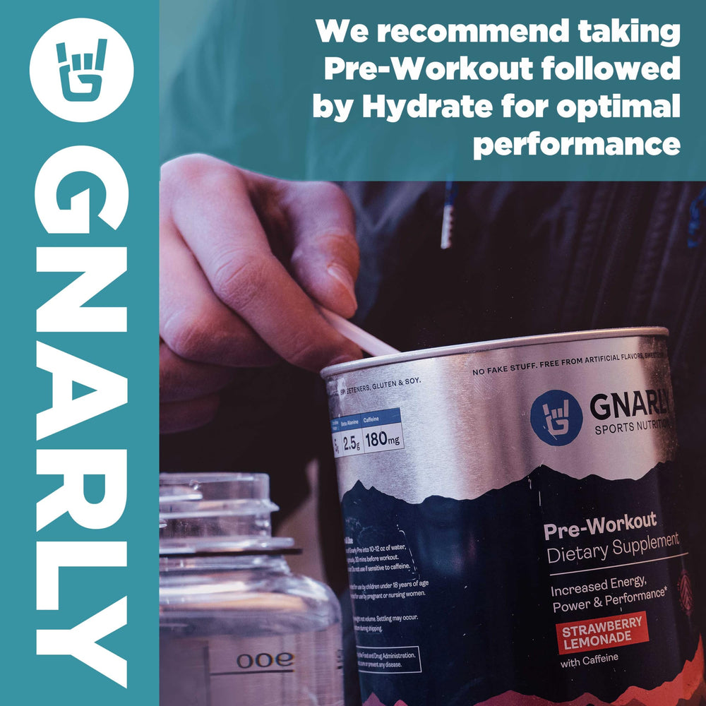 Morning routine with Gnarly Hydrate Pina Colada for steady hydration.