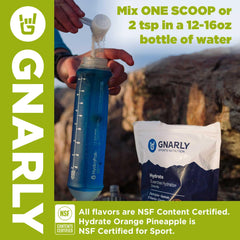 Label close-up showing NSF certification on Gnarly Hydrate Salted Margarita