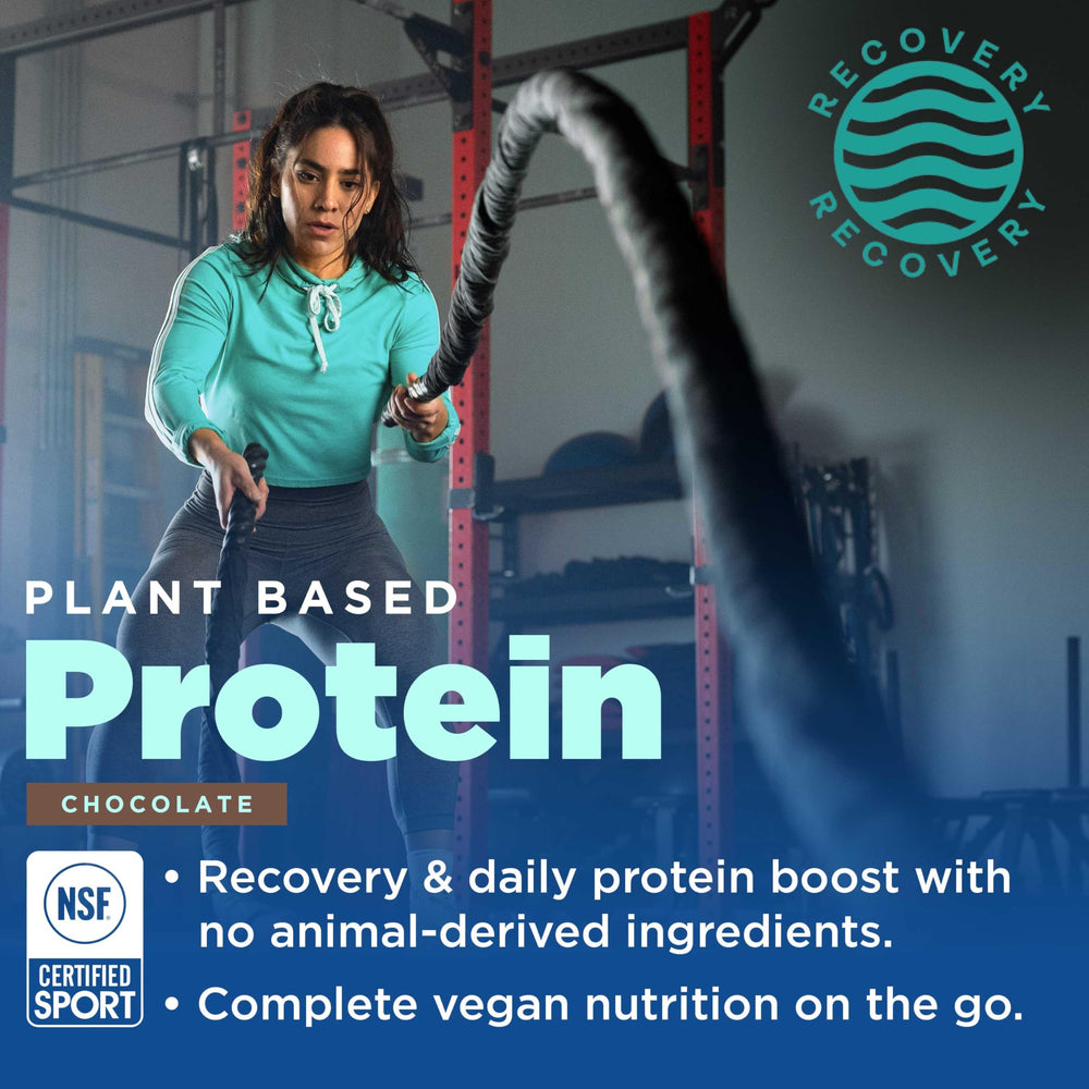 Gnarly Nutrition Vegan Protein Chocolate scoop; easy to measure and mix into shakes.