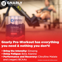 Gnarly pre-workout label close-up emphasizing clean ingredients and transparency.