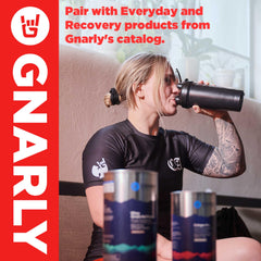 Gnarly vegan pre-workout packaging shows allergen-free formulation.