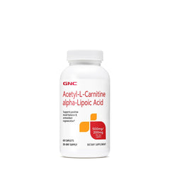 GNC Acetyl-L-Carnitine Alpha-Lipoic Acid 500mg serving bottle with mood balance support