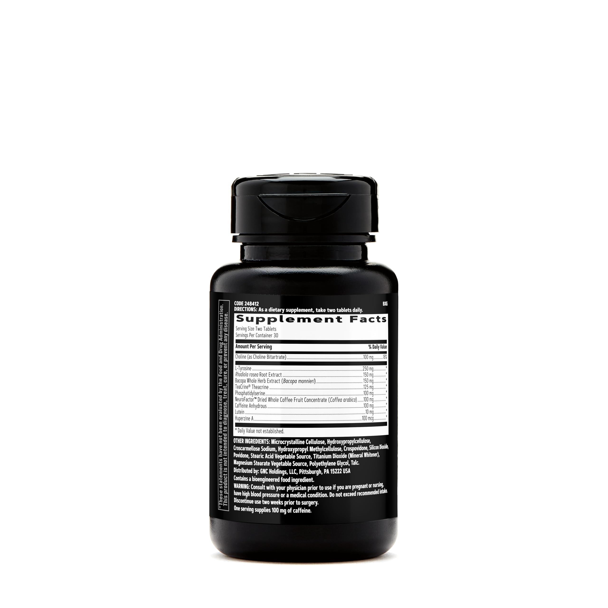 GNC AMP Amplified Focus close-up, highlighting ingredients for mental clarity