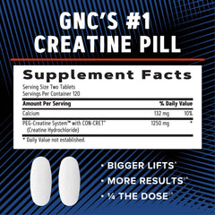 GNC AMP Creatine HCl 189 pills packaging box emphasizes gluten-free formula.