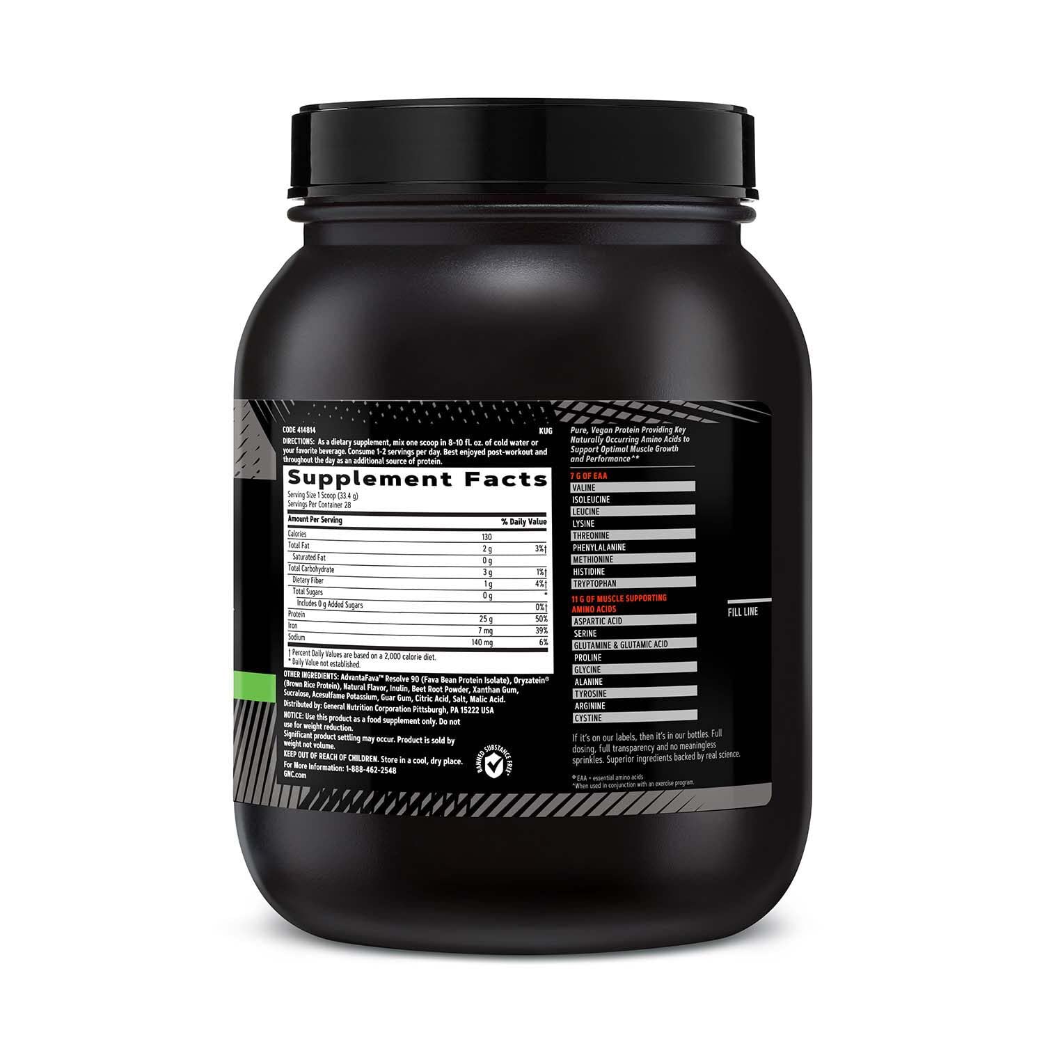 GNC AMP Plant Isolate Protein shake in strawberry banana flavor, great after workouts