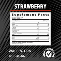Fresh strawberries beside powder emphasize natural flavor appeal
