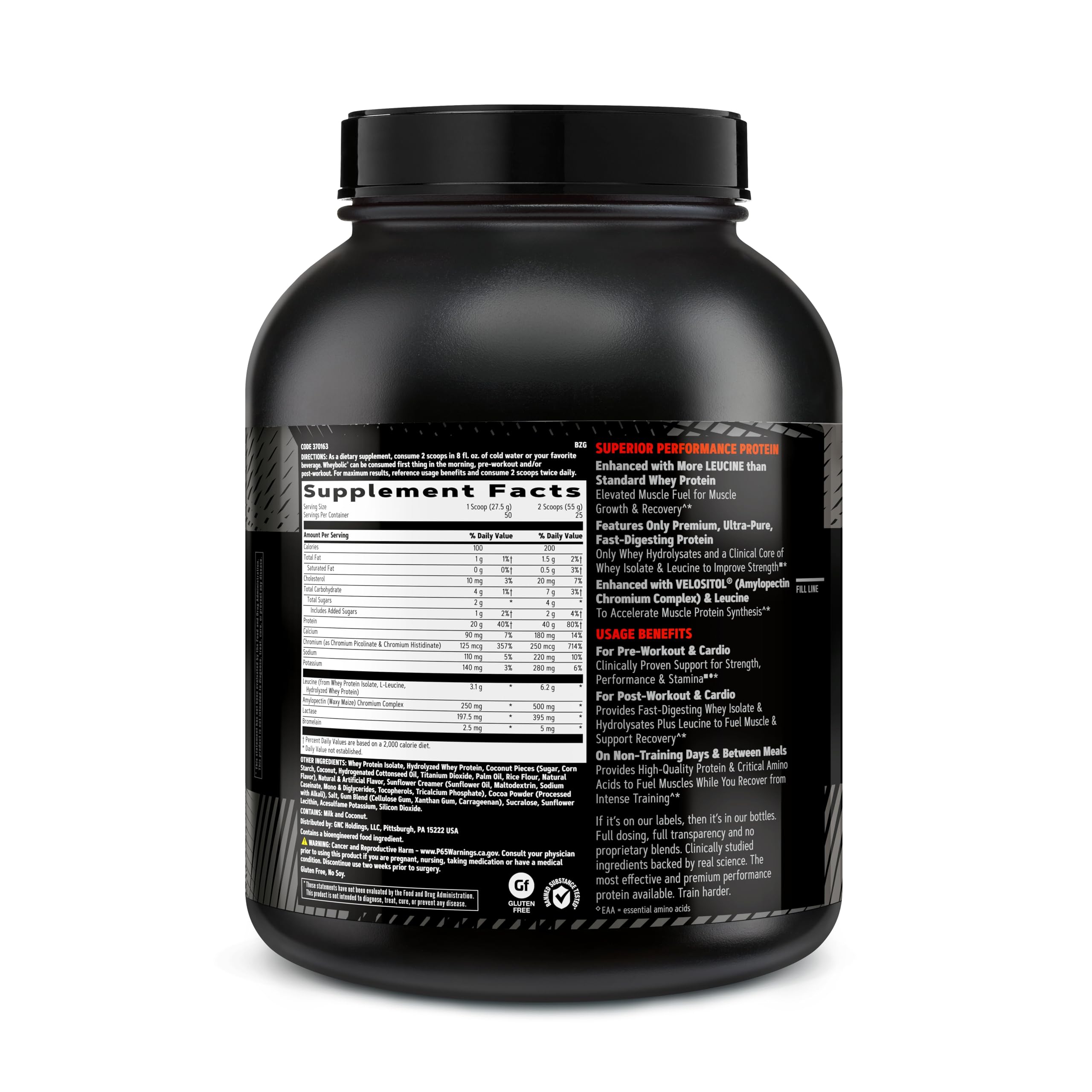 Scoop of GNC AMP Wheybolic coconut caramel for fast post-workout protein delivery