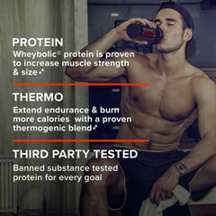 GNC AMP Wheybolic Ripped ingredient panel shows protein and amino acids for fueling.