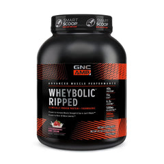 GNC AMP Wheybolic Ripped tub in strawberry cream flavor for everyday protein