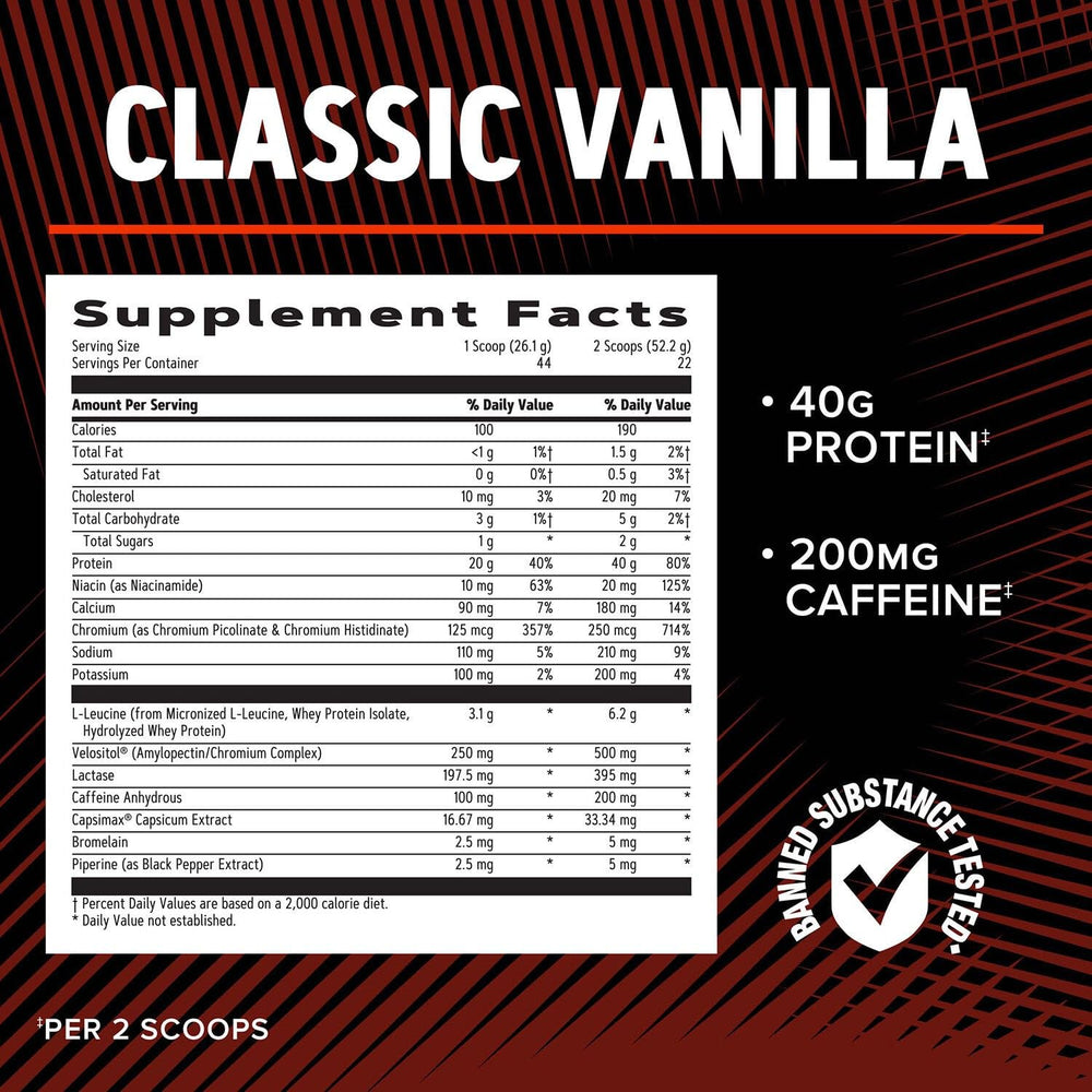 GNC AMP Wheybolic Ripped Vanilla mixing in a glass for a smooth shake