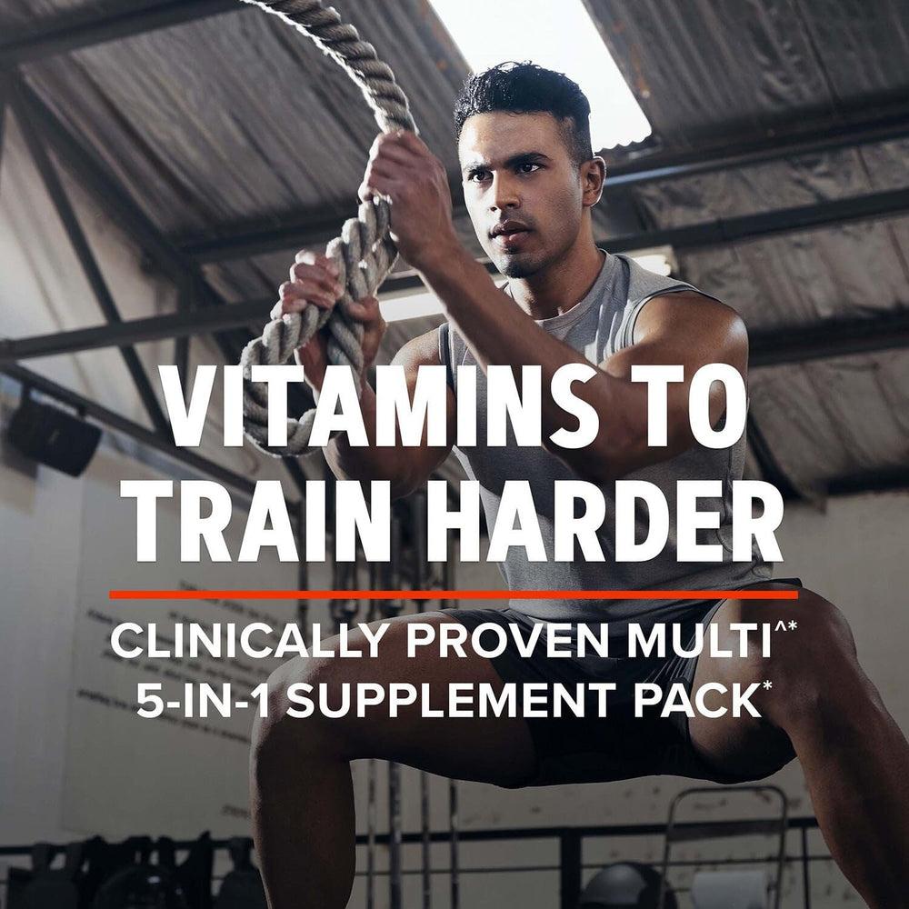 GNC AMP Vitapak daily pack contents ready for performance routines.