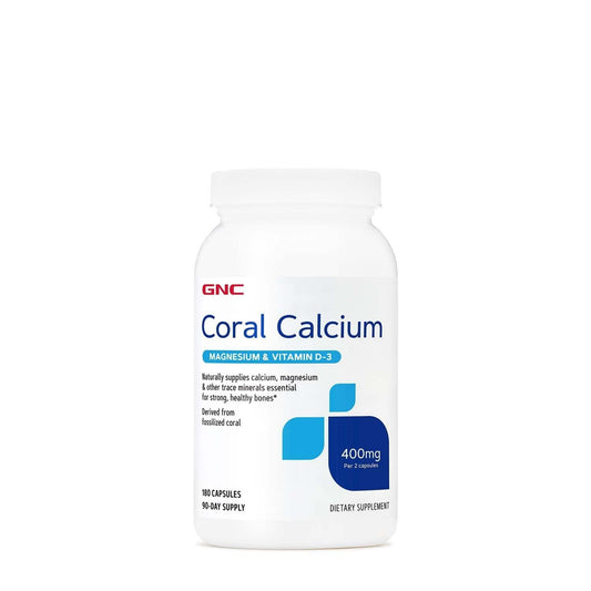 GNC Coral Calcium 400mg bottle with capsules for bone support