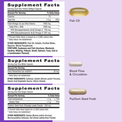 GNC Fish Oil bottle supports brain, eye, skin, and heart health
