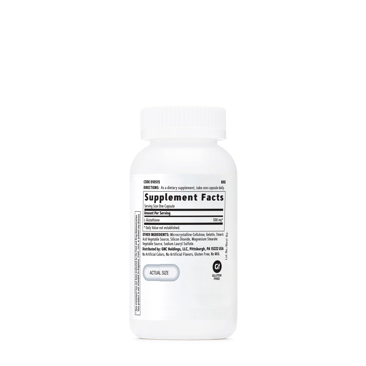 Close-up of GNC Glutathione capsules for daily wellness