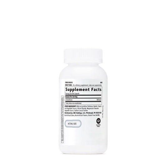 Close-up of GNC Glutathione capsules for daily wellness