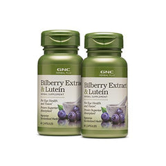 GNC Herbal Plus Bilberry Extract with Lutein bottle front supports daily eye health.