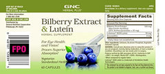 GNC Herbal Plus bilberry-lutein capsules ready for daily use.