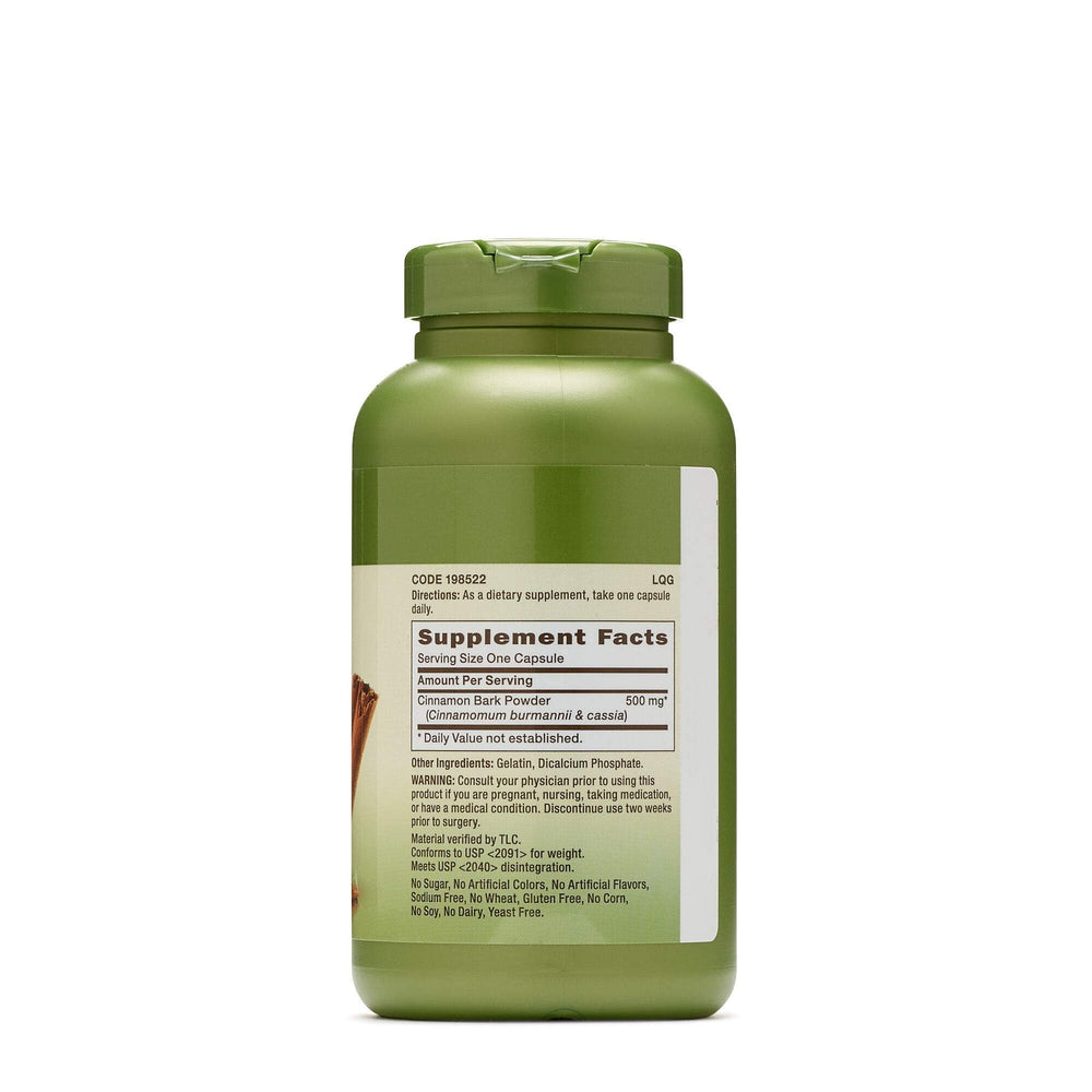 GNC Herbal Plus Cinnamon Bark 500mg capsules in bottle for daily wellness.