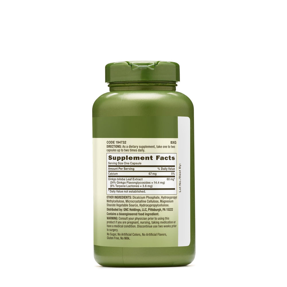 GNC Herbal Plus Ginkgo Biloba bottle cap close-up for easy daily use.
