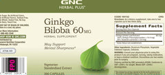 GNC Herbal Plus Ginkgo Biloba is vegetarian and gluten-free.