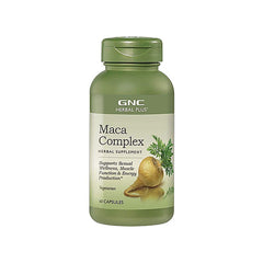 GNC Herbal Plus Maca Complex bottle for daily vitality support