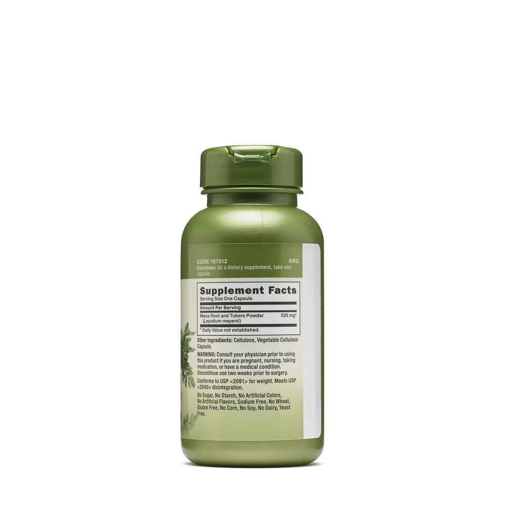GNC Herbal Plus Maca Root capsules arranged for vegetarian, gluten-free wellness.