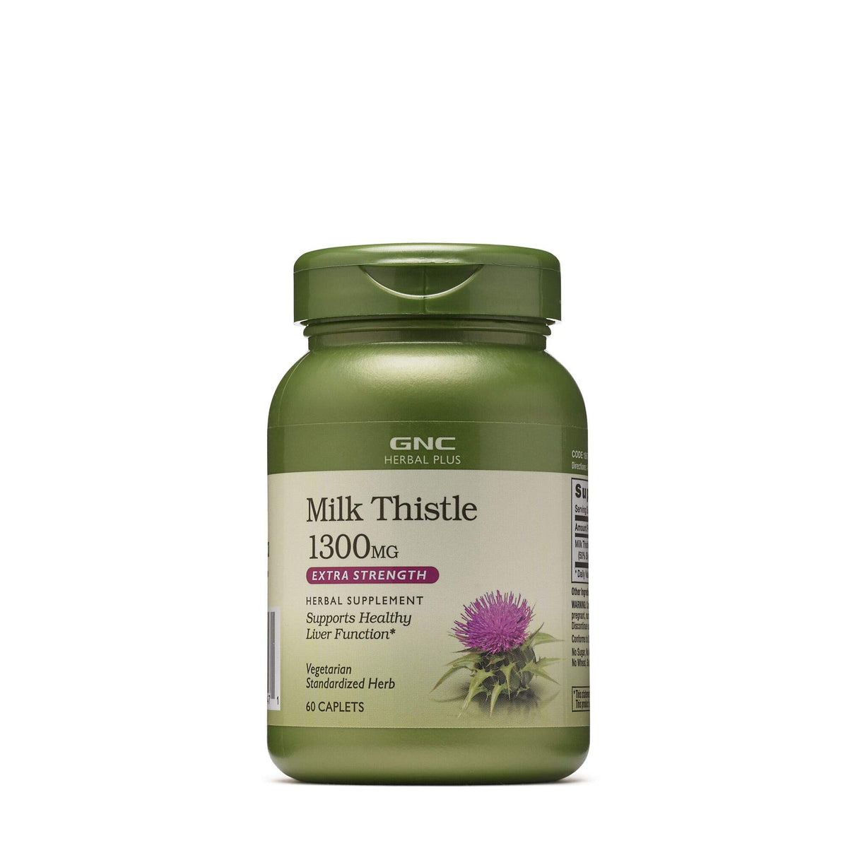 GNC Herbal Plus Milk Thistle bottle for extra-strength liver support