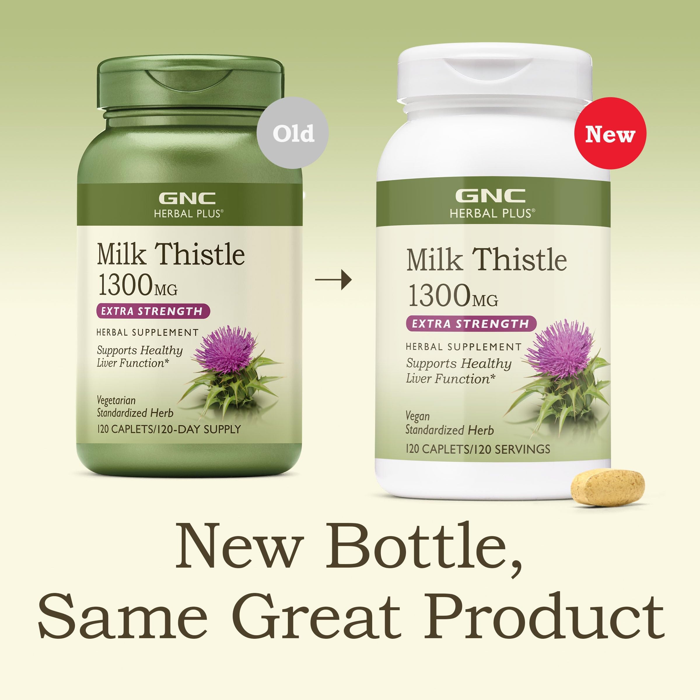 GNC Herbal Plus Milk Thistle label close-up shows gluten-free ingredients.