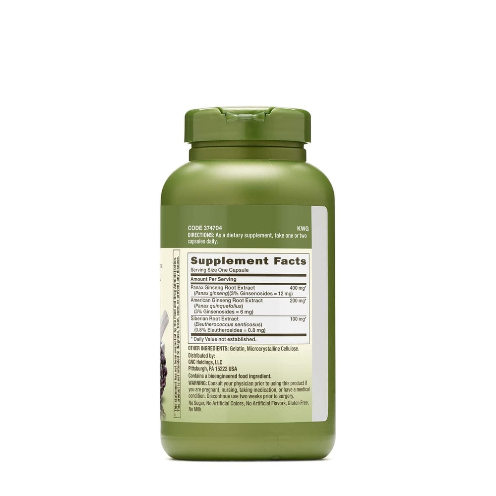 GNC Herbal Plus Triple Ginsa capsules for convenient daily vitality support