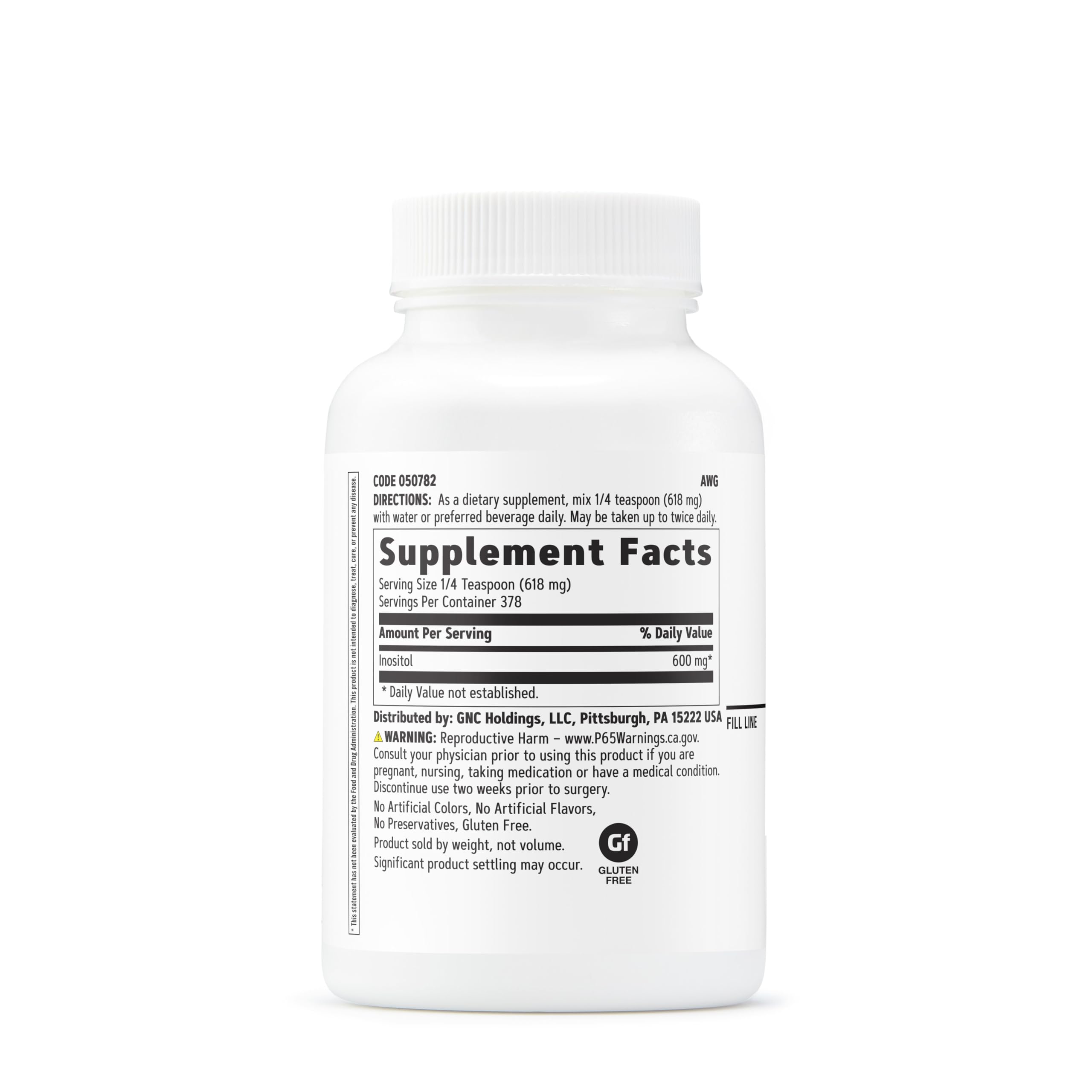 GNC Inositol Powder serving scoop highlights 378 servings per container.