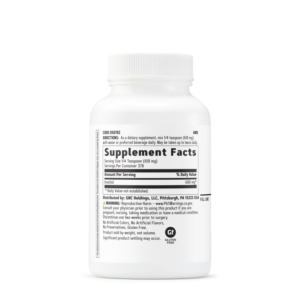 GNC Inositol Powder serving scoop highlights 378 servings per container.