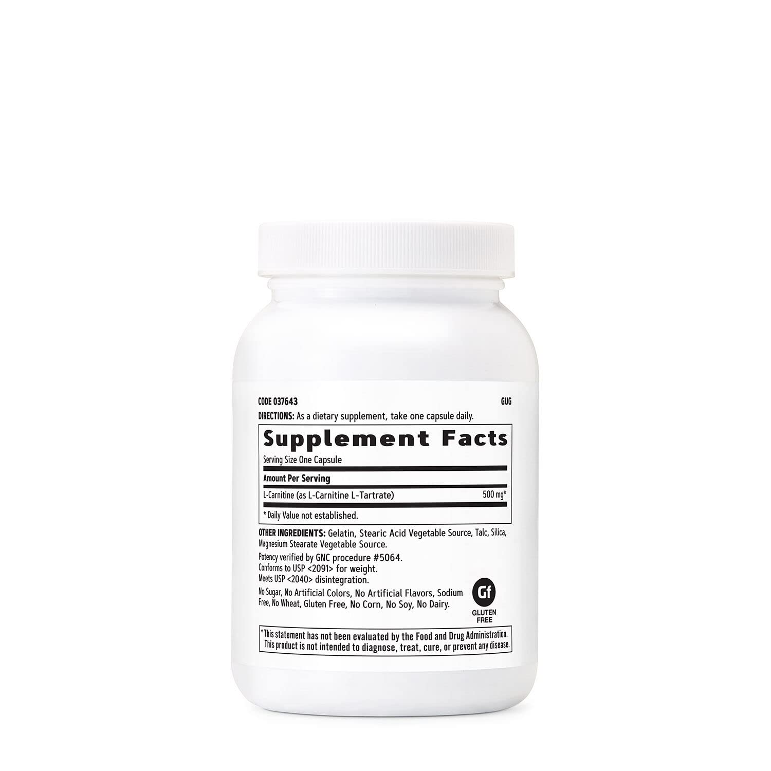 GNC L-Carnitine 500mg capsules pack on shelf for convenient daily use.