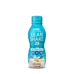 GNC Lean Shake 25 vanilla-bean closeup highlights creamy flavor.