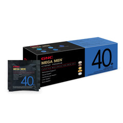GNC Mega Men 40+ bottle front view supporting daily energy production.