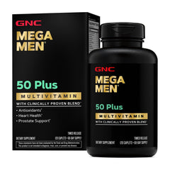 GNC Mega Men 50 Plus bottle front view for daily support and health