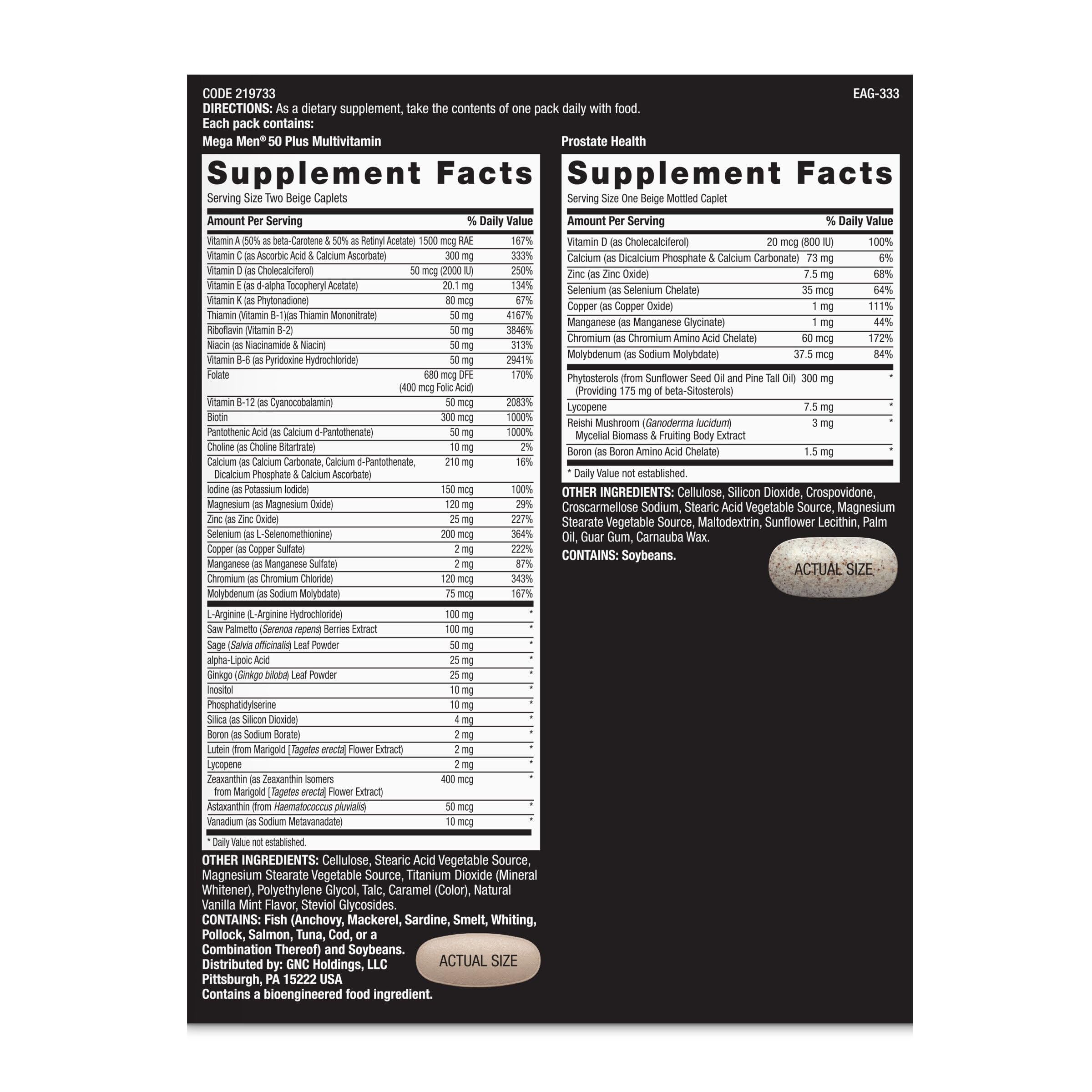 GNC Mega Men 50 Plus Vitapak daily pack photo highlights convenient daily supplementation