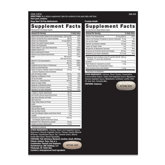 GNC Mega Men 50 Plus Vitapak daily pack photo highlights convenient daily supplementation