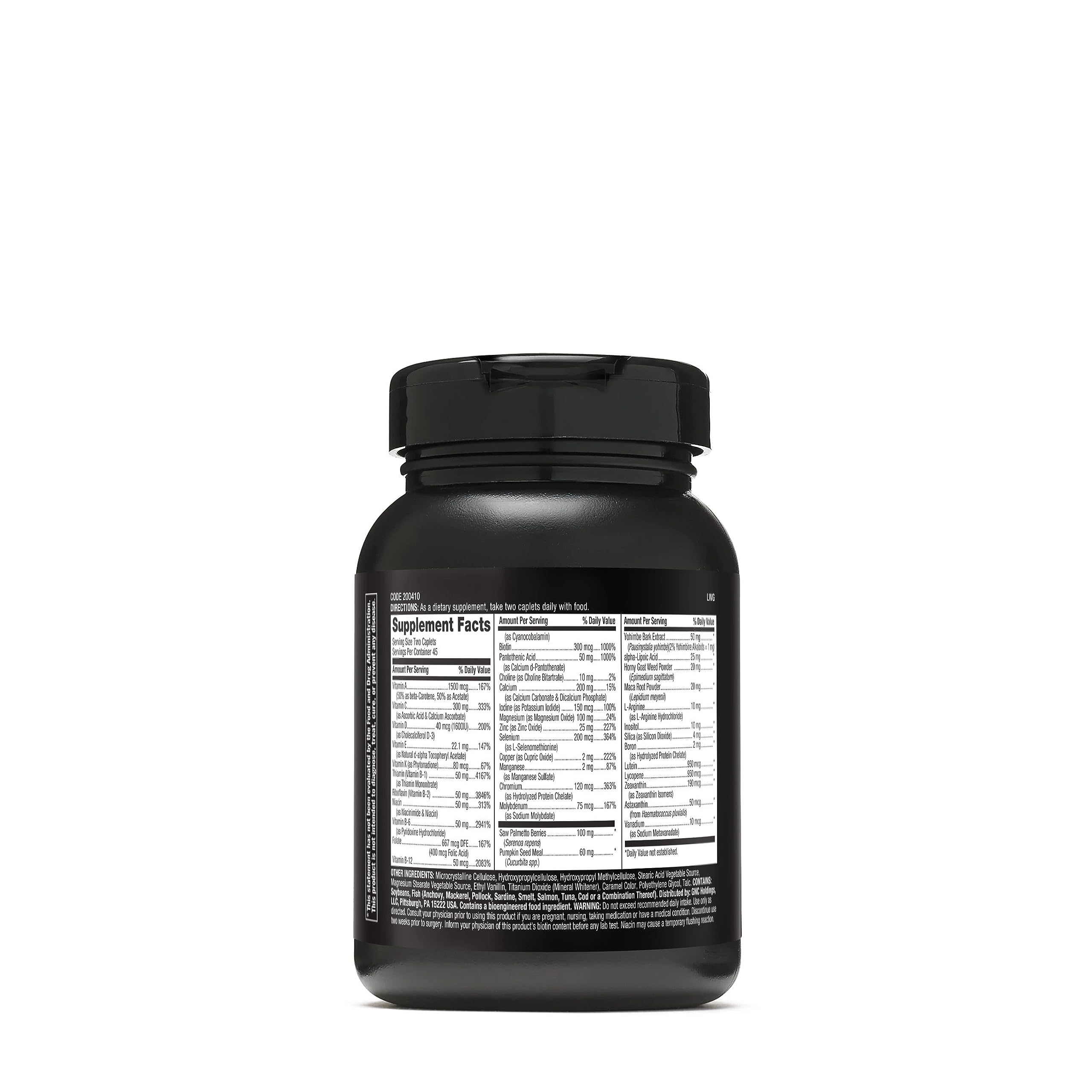 GNC Mega Men Prostate and Virility bottle side highlighting key ingredients for prostate and sexual health