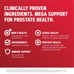 GNC Mega Men Prostate and Virility packaging emphasizes saw palmetto and lycopene ingredients