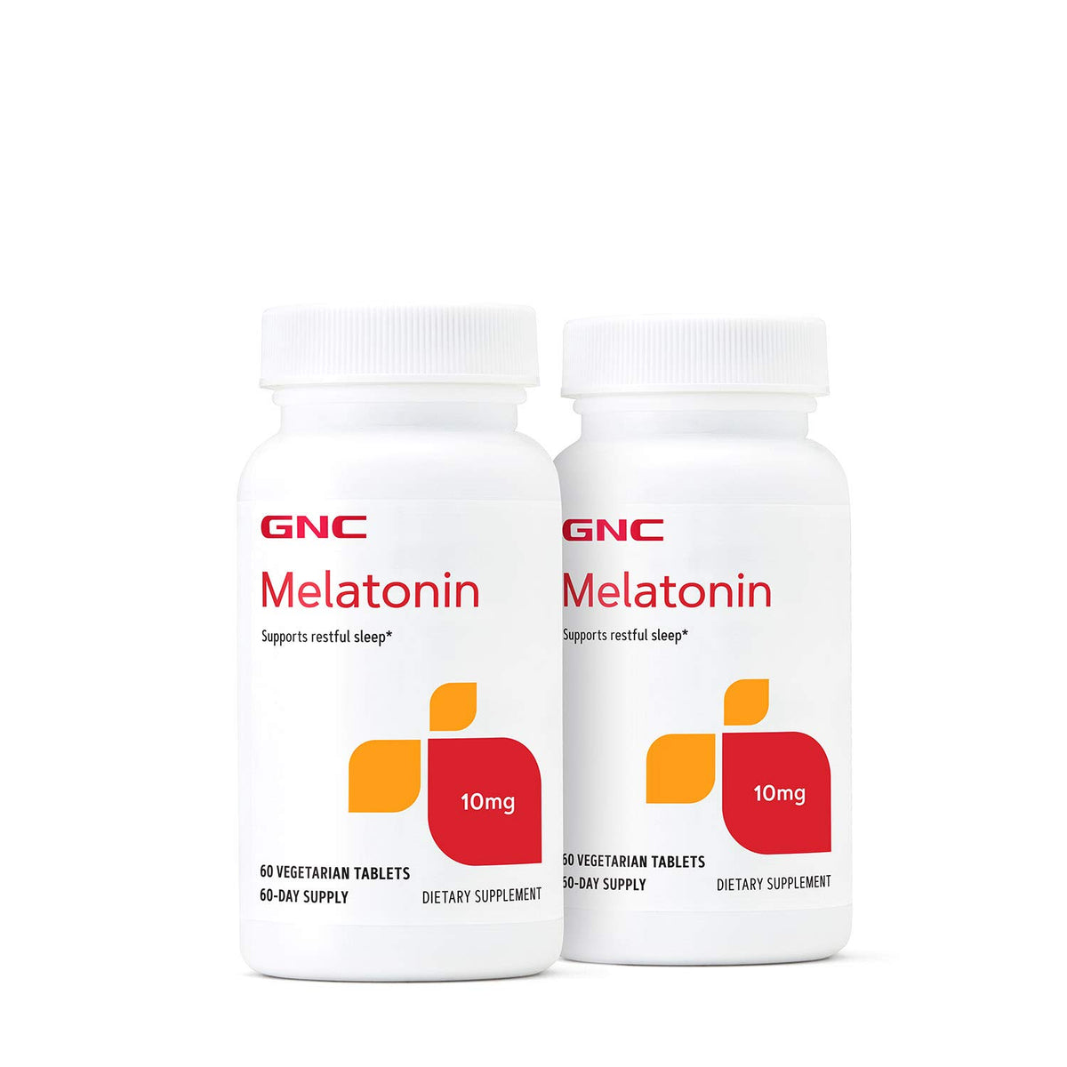 GNC Melatonin 10mg twin pack bottle front view for restful sleep