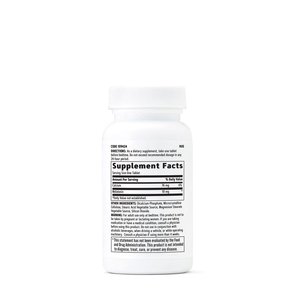 GNC Melatonin 10mg twin pack label close-up showing calcium addition